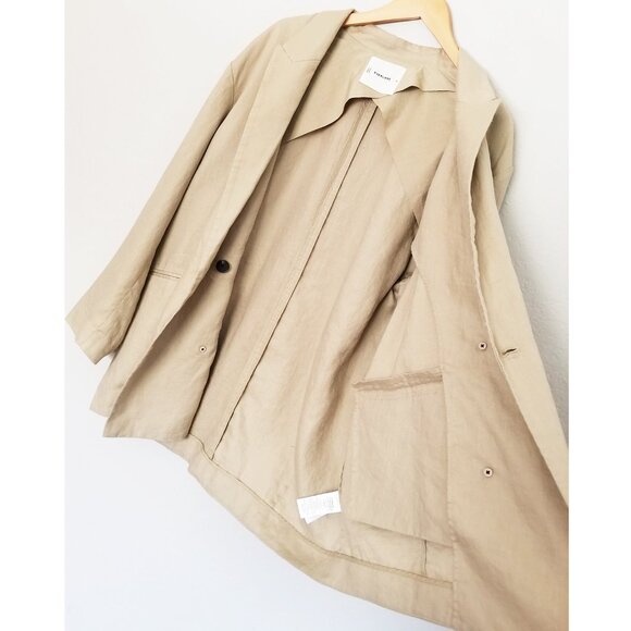 Everlane The Linen Double Breasted Blazer in Khaki Relaxed Fit Plus Size16 $198 - Picture 15 of 16
